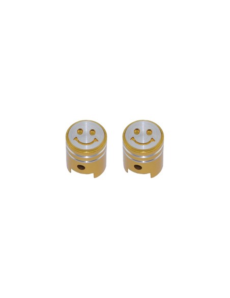 Smile Face Piston Valve Caps Gold Schrader Valve.